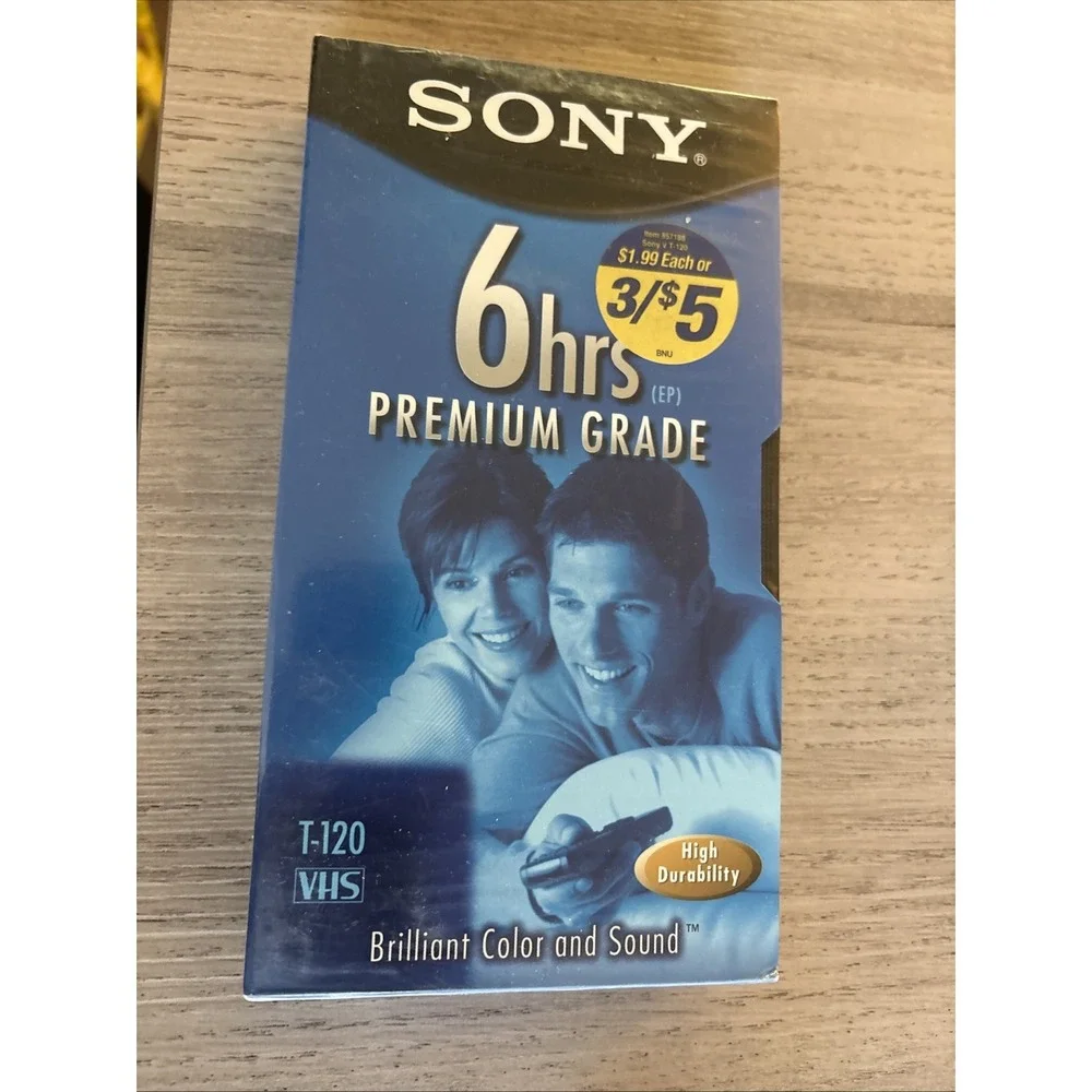 1 Sony T120VL 246m Premium Grade VHS Blank Video Cassette Tapes‎ 6hrs Sealed